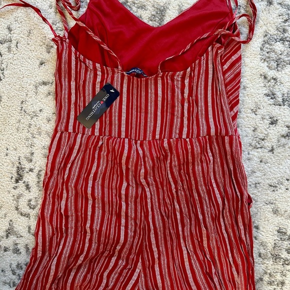 One Clothing Red Striped Sleeveless Romper Size Med Boho Ethnic Casual Summer - Picture 3 of 8